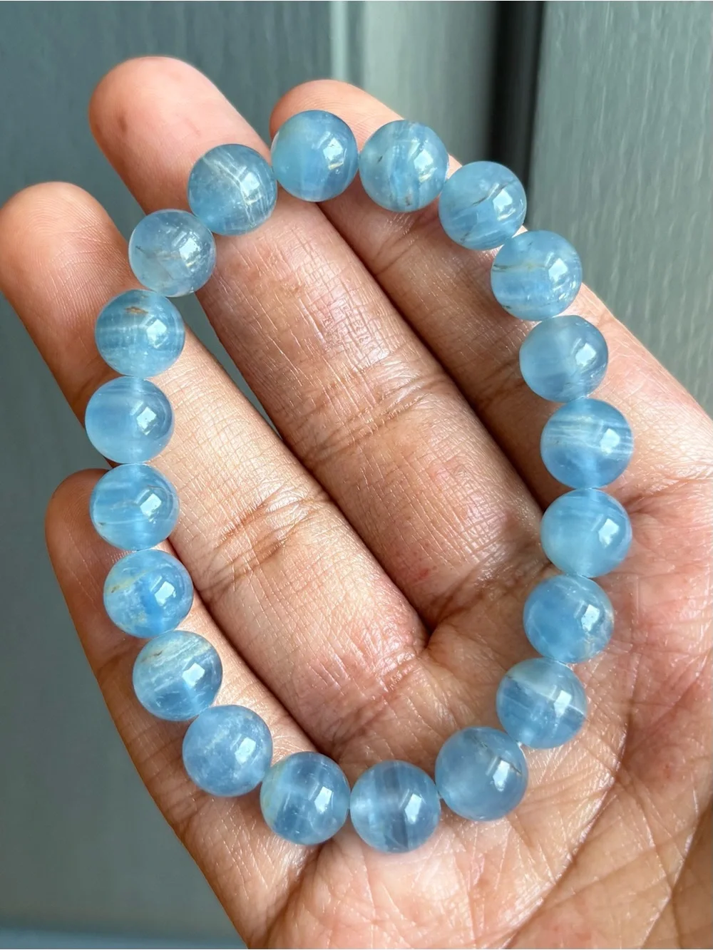 10mm Blue Onyx Crystal Bracelet - Picture 1 of 7